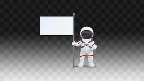Cosmonaut Stands With A Flag And Talks About Something alt
