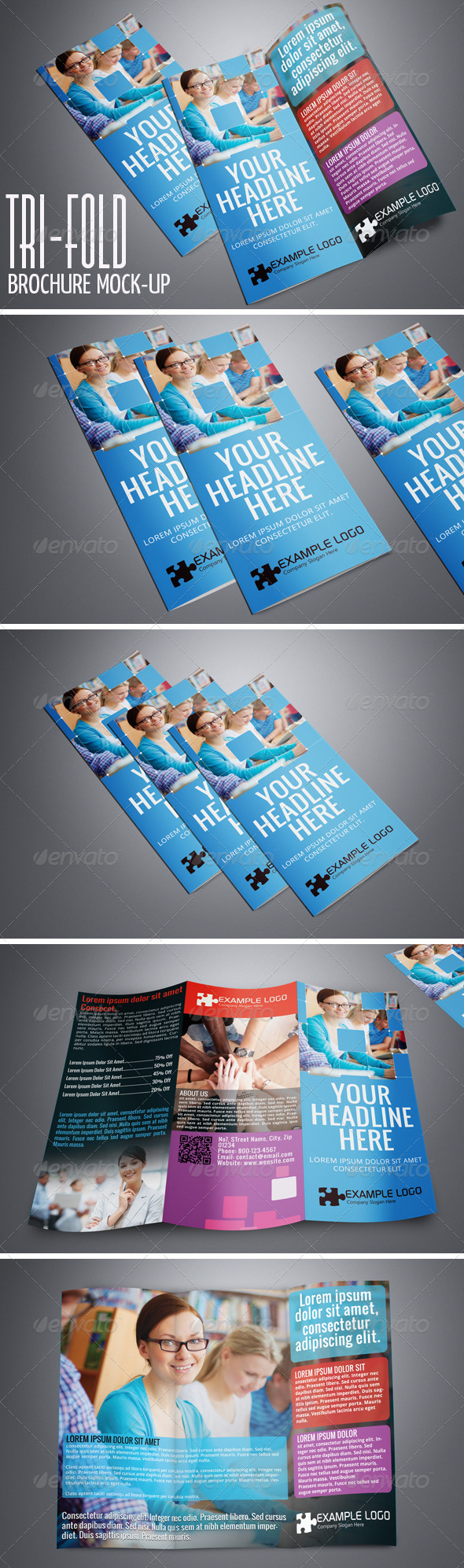 Photorealistic Tri-Fold A4 Brochure Mock-up Vol.2 - Brochures Print