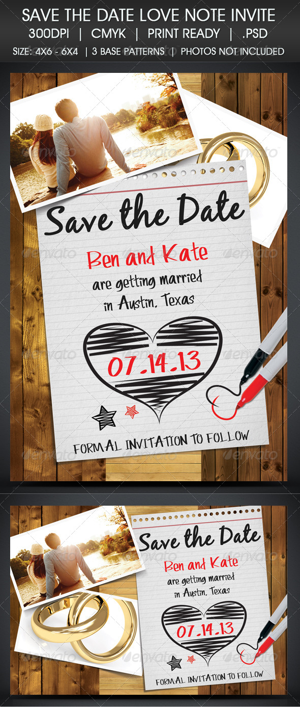Save The Date Note Invitation - Cards & Invites Print Templates