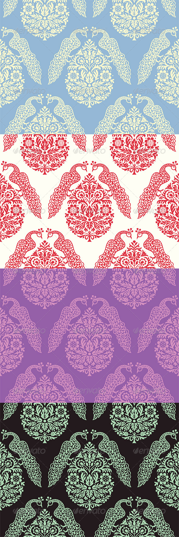 Birds On Tree Seamless Pattern - Patterns Decorative