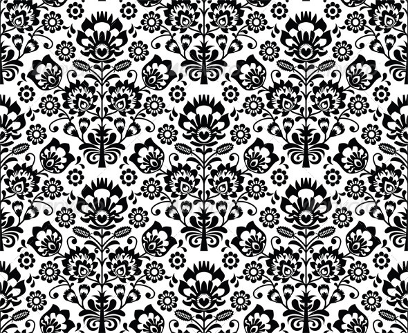 Seamless Floral Polish Pattern - Ethnic Background - Flourishes / Swirls Decorative
