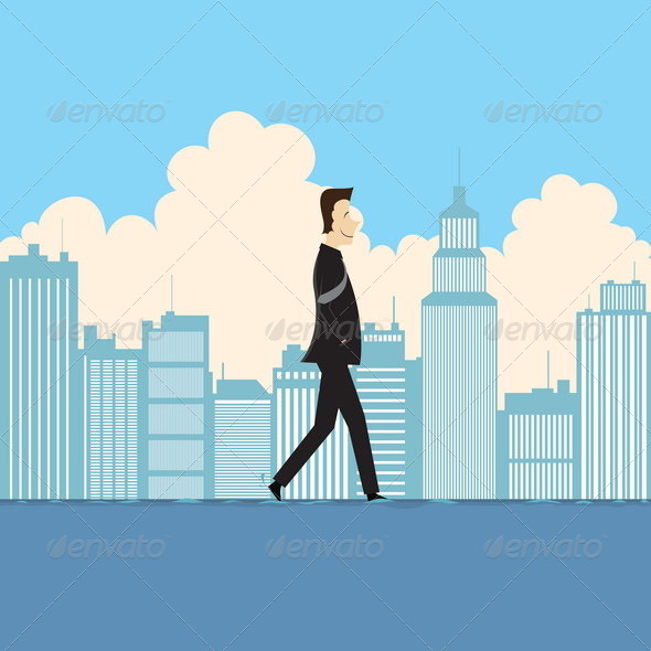 Businessman Walking on Water - Concepts Business