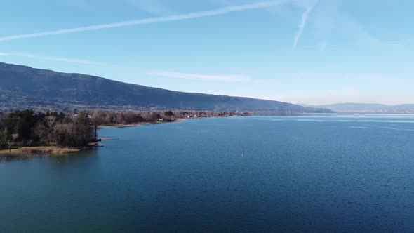 Panoramic Aerial View of Chateau De Duingt on Annecy Lake, France