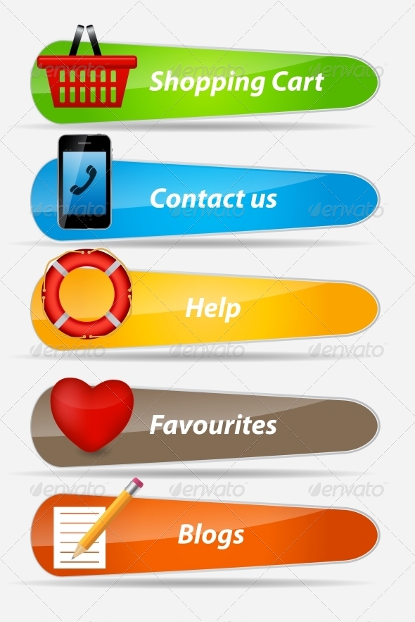 Set of Buttons with Icons Vector Illustration - Web Elements Vectors