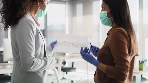 Zoom out video of women discuss falling sales during the pandemic. alt