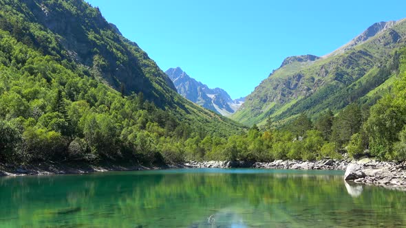Lake scenes in national park of Dombay, Caucasus, Russia