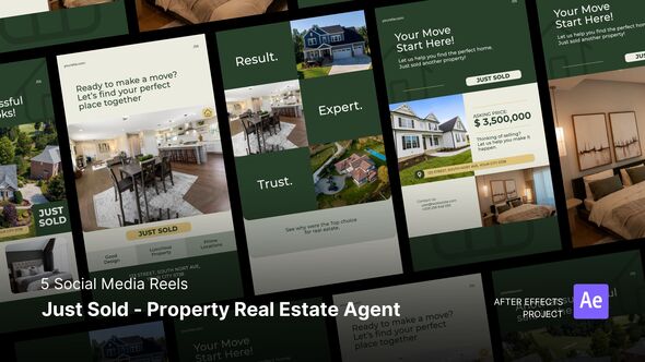 Social Media Reels - Just Sold Property Real Estate Agent After Effects Project Files Product Promo template preview