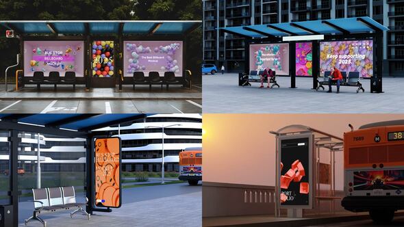 Bus Stop Billboard Mockup Promo Product Promo template preview