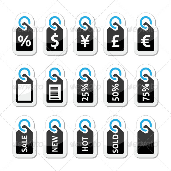 Shopping, Price Tag, Sale Vector Icons Set - Retail Commercial / Shopping