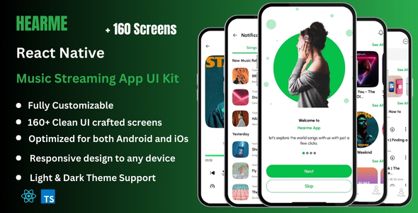 Hearme - Music Streaming & Podcast React Native CLI App Ui Kit