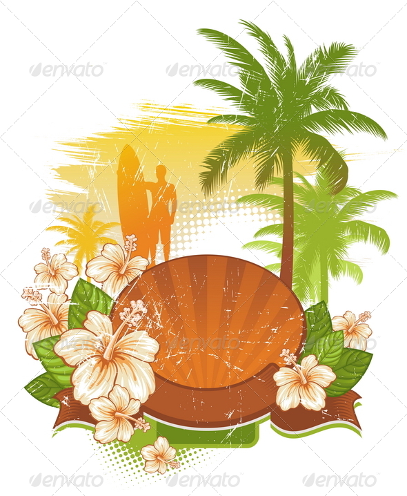 Frame and Banner with Tropical Nature - Travel Conceptual
