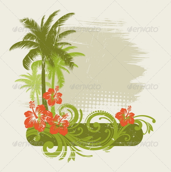 Tropical Design with Floral Elements - Decorative Vectors