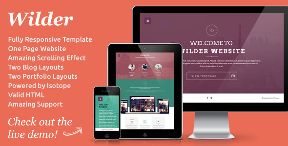 Wilder - Flat One Page Responsive Website Template - Creative Site Templates