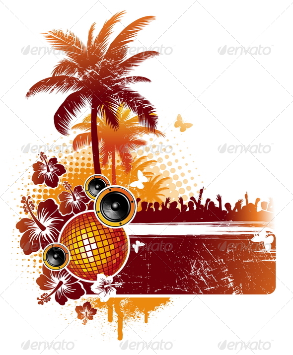 Grunge Banner and Musical Equipment - Objects Vectors
