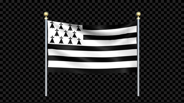 Flag Of Brittany Waving In Double Pole Looped alt