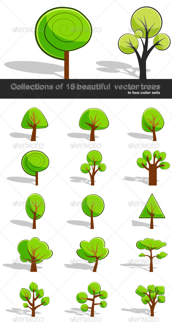 Vector Tree Set - Man-made Objects Objects