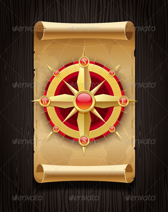 Compass Rose & Vintage Map - Travel Conceptual