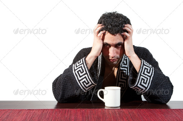 Morning guy drinking coffee - Stock Photo - Images