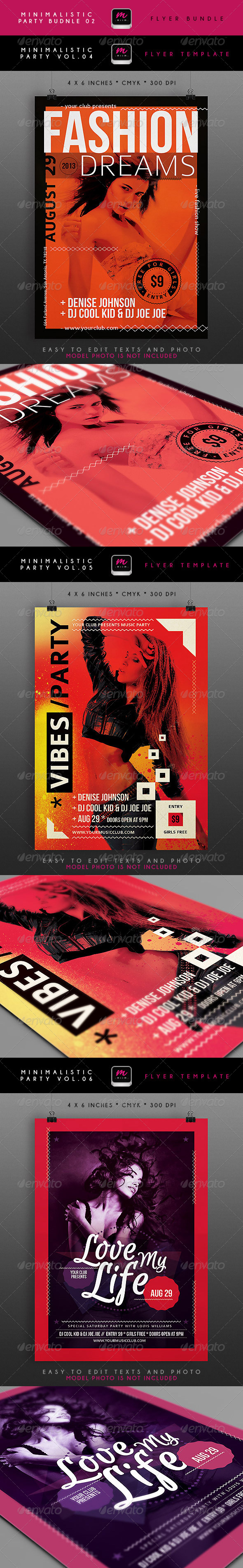 Minimalistic Party Flyers Bundle 2 - Clubs & Parties Events