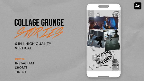 Vertical Grunge Collage Openers template preview