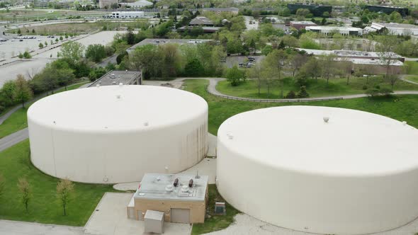Drone Aerial View Storage Tank on the Ground Drone Flying Over Industrial Oil Storage Refinery alt