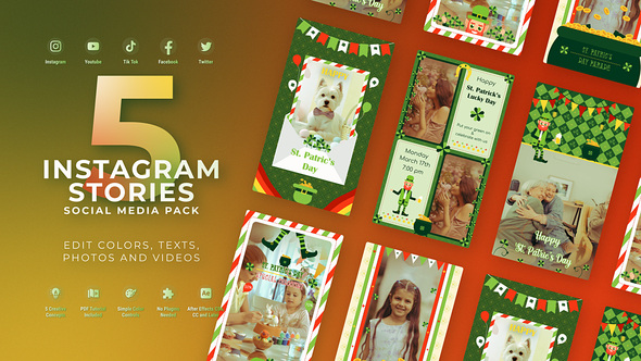 St Patrick's Day Instagram Vertical Stories Video Displays template preview