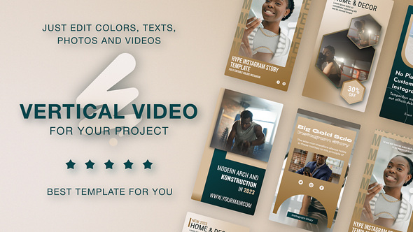 Golden Education Reels - Emerald Luxury Vertical Promo Video Displays template preview