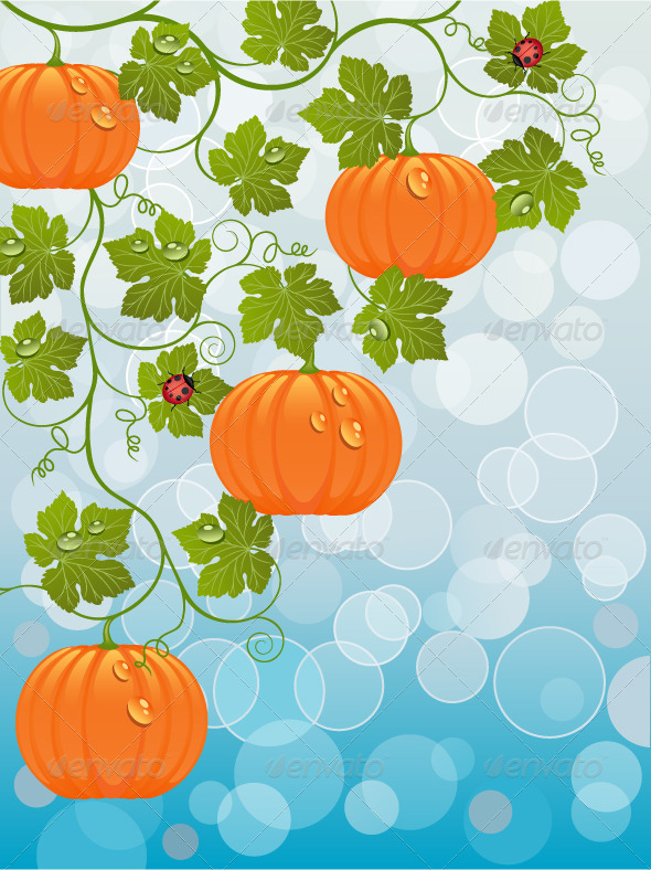 Floral background with a pumpkin