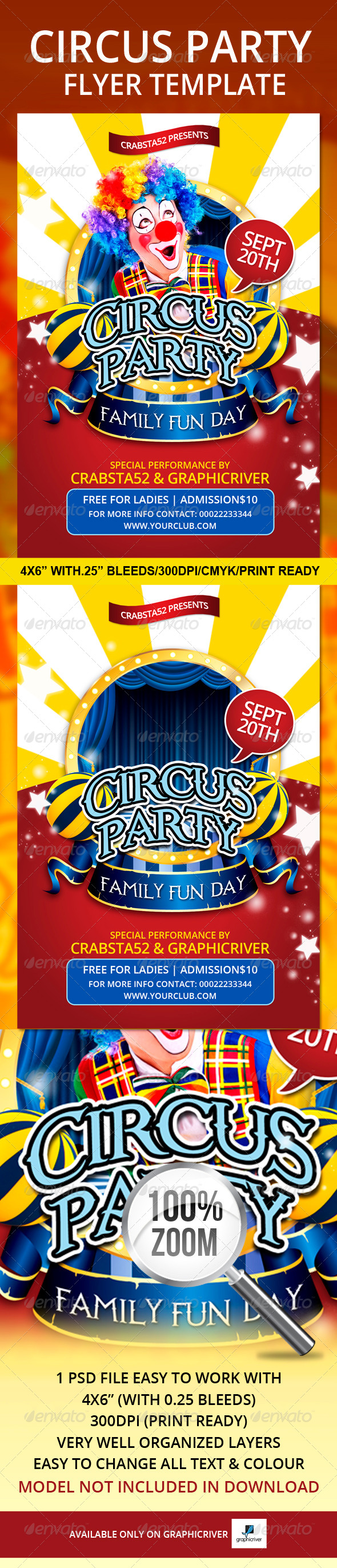 Circus Party Flyer Template - Events Flyers