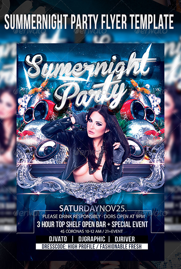 Summernight Party Flyer Template - Clubs & Parties Events