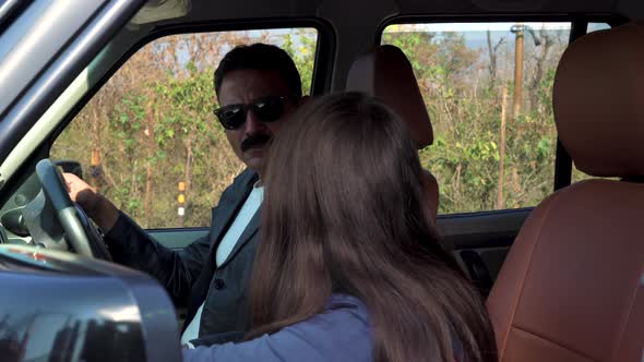 Indian Father and Daughter Talking in a Car Indian Father Daughter Duo