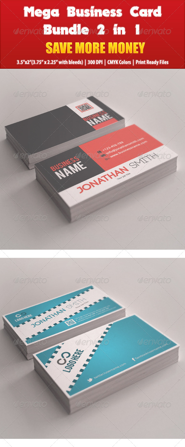 Business Card Bundle 2 in 1 - Corporate Business Cards