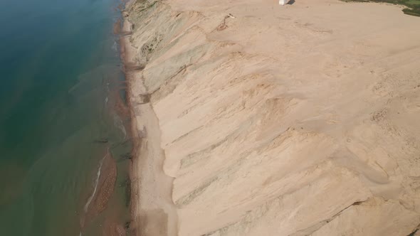 Dunes on Rubjerg Knude Lighthouse Surrounded By Calm Ocean Waters alt