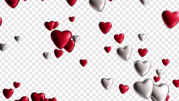 Looping Transparent Falling Hearts Icons