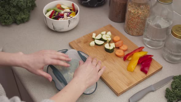 Woman Hands Making Meal Prep