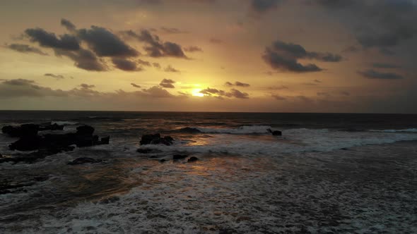 Ocean Sunset With a Temple in Bali