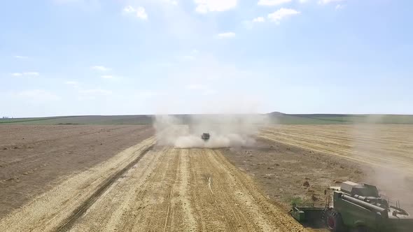 Combine harvesters drone low orbit