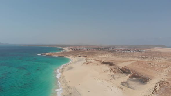 Aerial footage of the beautiful beach and coastline of Cape Verde
