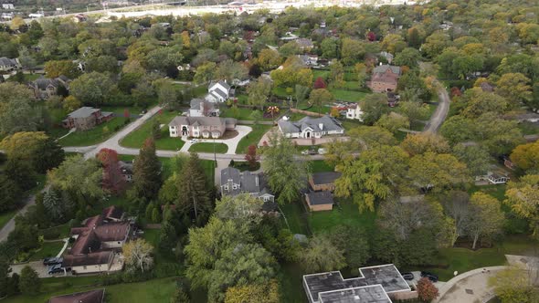 Aerial view of residential neighborhood in Northfield, Illinois