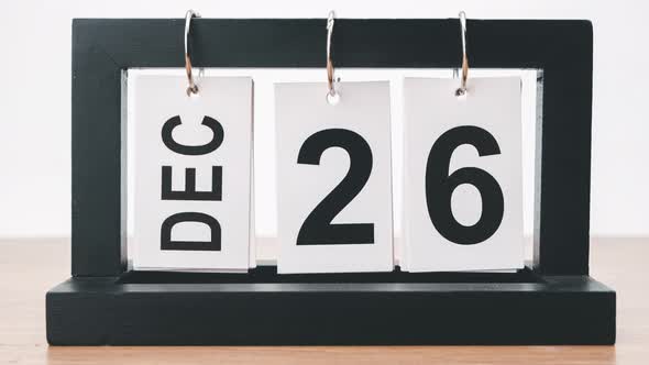 Stop motion animation calendar changing the month from December to January, New year concept,