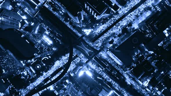 Aerial view of Sathorn intersection or junction with cars traffic, Bangkok Downtown. Thailand. alt