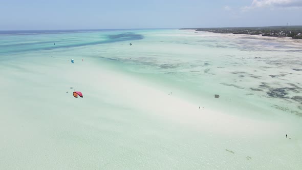 Zanzibar Tanzania  Kitesurfing Near the Shore Slow Motion alt