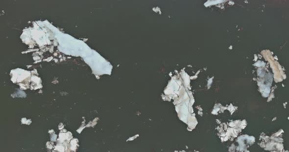 Early Spring Breaking Ice Float Down the Stream Small Breaking on the River alt