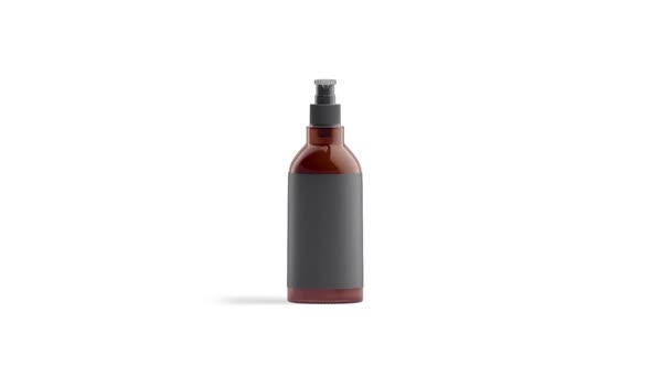 Blank amber glass pump bottle with label mockup, looped rotation alt
