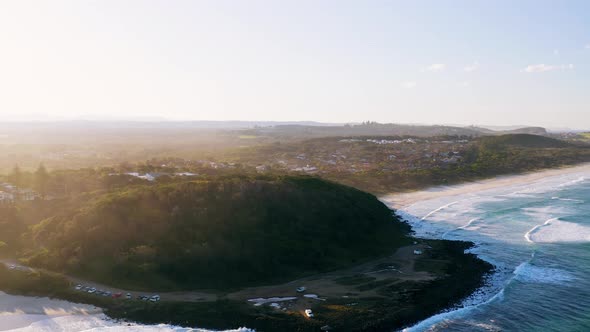 Aerial Drone Shot Of Malibu Beach Coastline In California