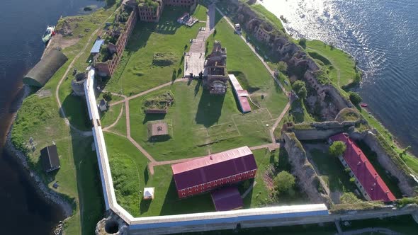 Aerial View on Fortress Oreshek Leningrad Region alt