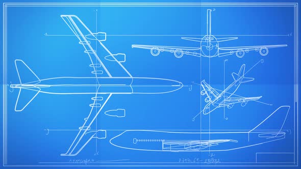 Aircraft Technical Drawing Blueprint Time Lapse