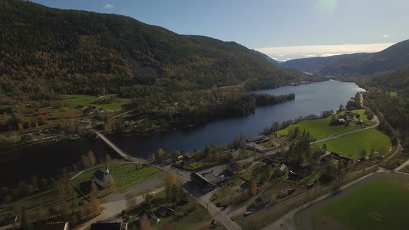 Autumn Rural Landscape 4K Aerial Footage Of Norway.