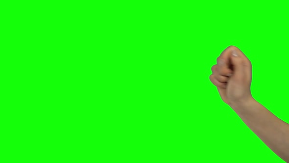 Hand of Woman Showing Two Points. Chroma Key. Close Up alt