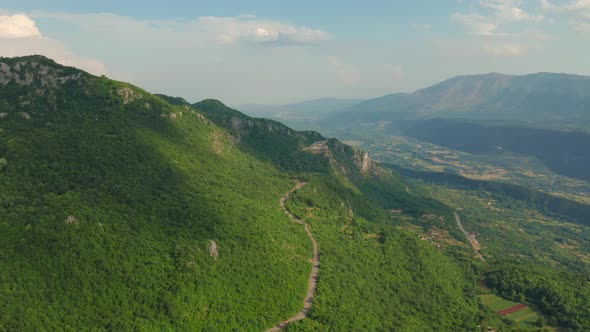 Aerial View of the Zeta Valley From Monastery of Ostrog Montenegro alt